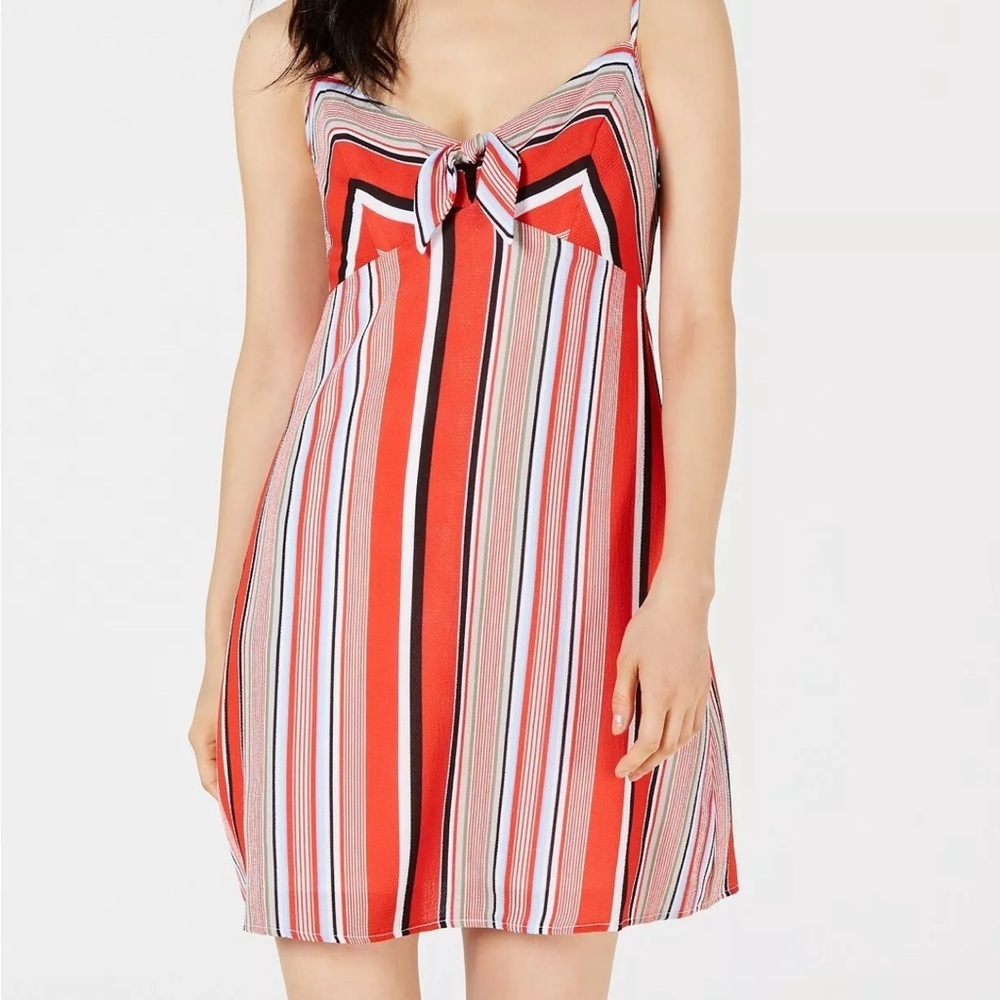 Trixxi Striped Mini Dress Tie Front Adjustable Strap Colorful Size Medium